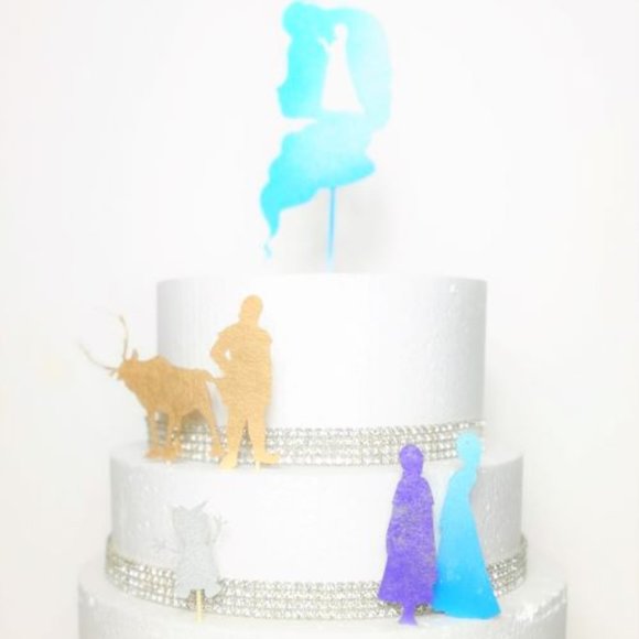 Set of 6 Frozen Elsa Anna Inspired Cake Topper - Picture 1 of 2